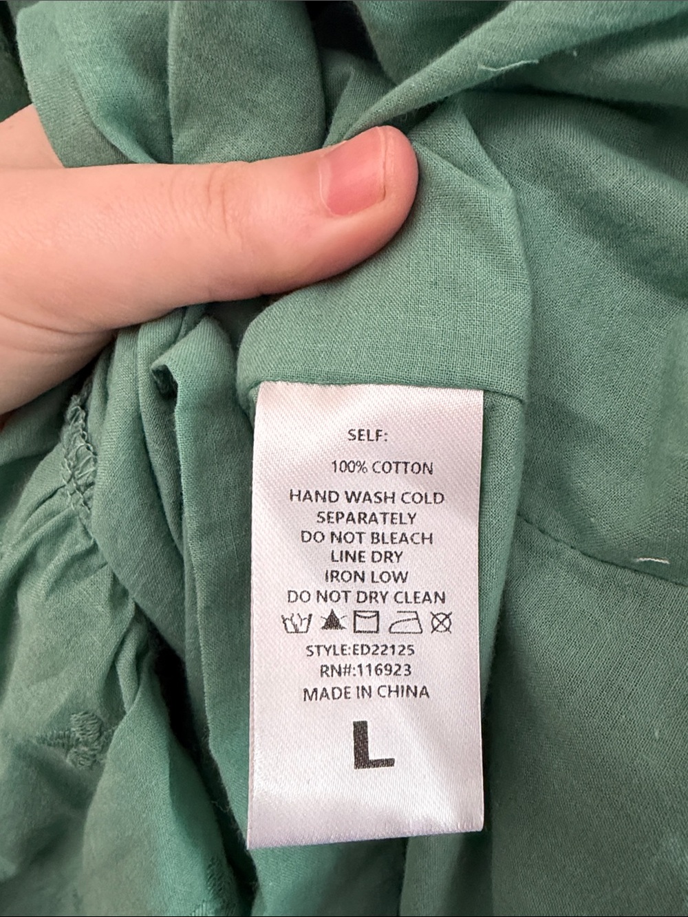 easel Eyelet Soft Pastel Green 100% Cotton Tiered Trapeze Dress (L) Cottagecore - Picture 9 of 13